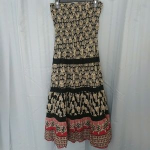 Tube Top Summer Dress, Sz M, Black/Red Pattern
